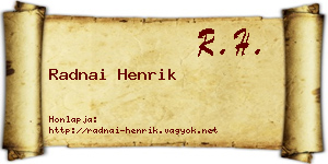 Radnai Henrik névjegykártya
